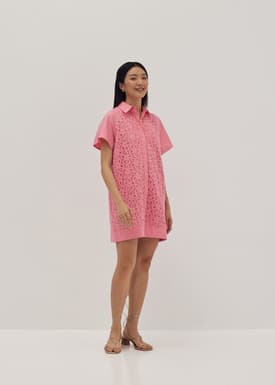 Letizia Mixed Fabric Shirt Dress