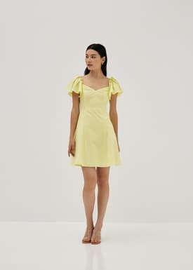 Alba Linen Flutter Sleeve Swing Dress