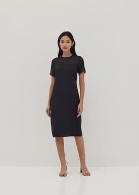 Kristen Round Neck Column Midi Dress