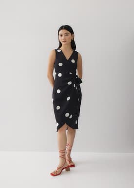Calla Polka Dot Front Wrap Dress
