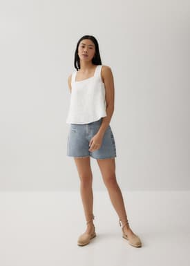 Guianna Textured Square Neck Top