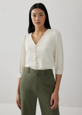 Izzie V-neck Puff Sleeve Blouse
