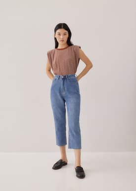 Aurelie High Rise Straight Crop Denim Jeans