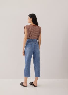 Aurelie High Rise Straight Crop Denim Jeans