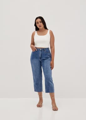 Aurelie High Rise Straight Crop Denim Jeans