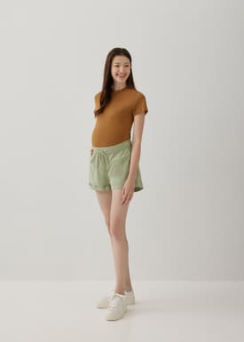 Eulalie Maternity Elastic Cotton Shorts