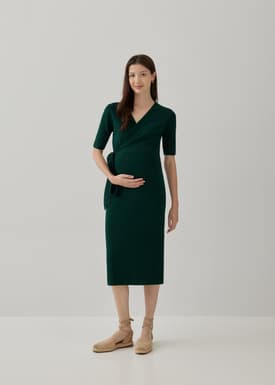 Gwyne Maternity Nursing Knit Wrap Dress