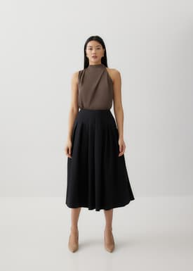 Madelaine Satin Asymmetrical Drape Top