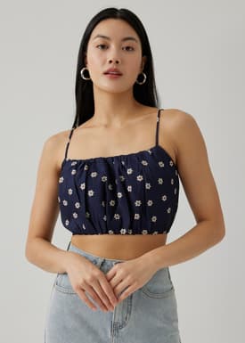 Ronette Elastic Jacquard Ruched Top