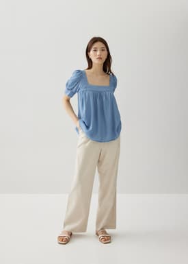 Blanche Chambray Babydoll Blouse