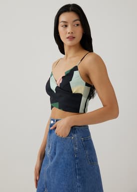 Pauline Padded Smocked Back Top in Terra Blocks