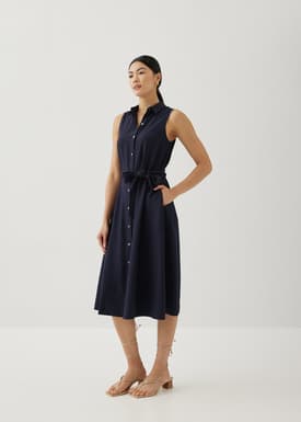Graziela Collared Trapeze Midi Dress