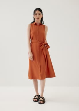 Graziela Collared Trapeze Midi Dress
