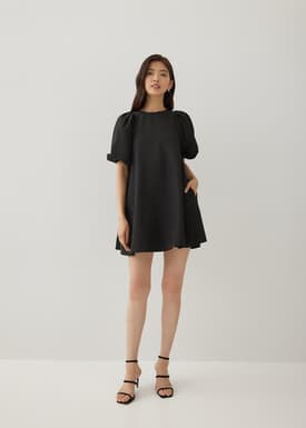 Jeddie Trapeze Puff Sleeve Dress