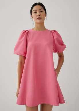 Jeddie Trapeze Puff Sleeve Dress