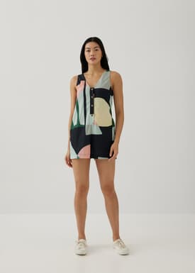 Idara Relaxed Romper in Terra Blocks