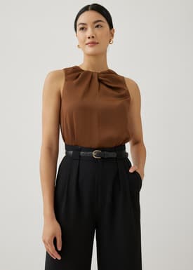 Tahli Satin Front Twist Shell Top
