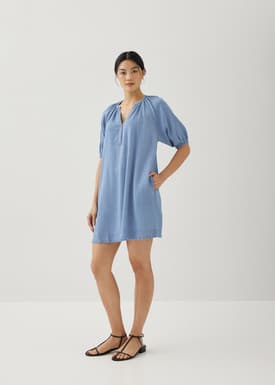 Arabelle Chambray Swing Mini Dress