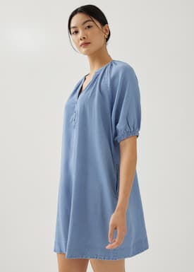 Arabelle Chambray Swing Mini Dress