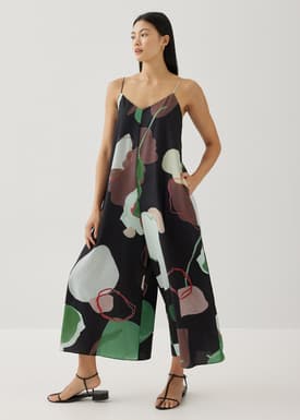 Pamela Wide Leg Jumpsuit in Artful Blooms