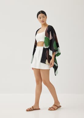 Raven Loose Kimono in Artful Blooms
