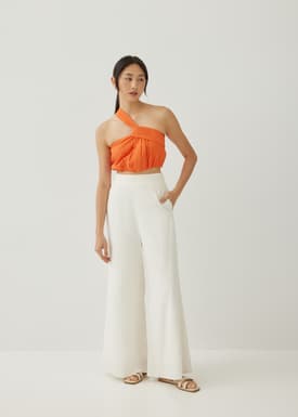 Ruperta Linen Asymmetric Crop Top