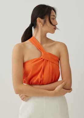 Ruperta Linen Asymmetric Crop Top