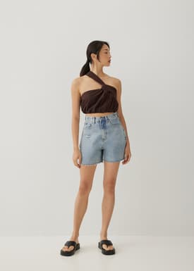 Ruperta Linen Asymmetric Crop Top
