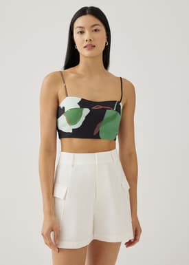 Dolce Smocked Bustier Top in Artful Blooms