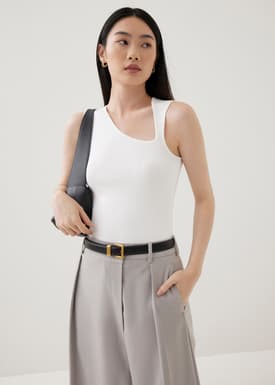 Zebbie Asymmetric Knit Tank Top