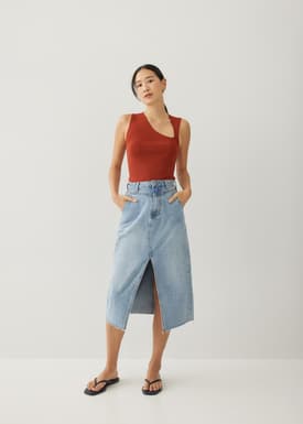 Zebbie Asymmetric Knit Tank Top