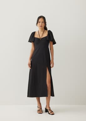 Stacey Padded Cotton Sweetheart Midi Dress