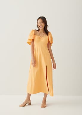 Stacey Padded Cotton Sweetheart Midi Dress