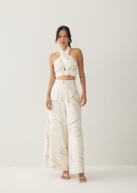 Andee Padded Halter Neck Top in Golden Hour