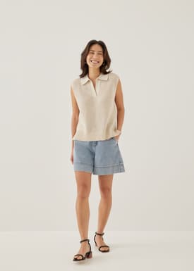 Roslyn Textured Relaxed Collared Tank Top