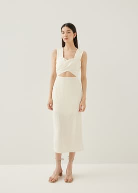 Ivanka Textured Sweetheart Column Midi Dress