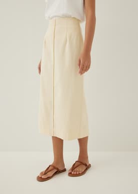 Henriette Linen Column Midi Skirt