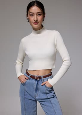 Knit Turtle Neck Crop Sweater