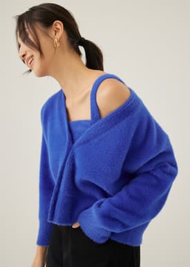 Gayla Fuzzy Knit V-neck Cardigan