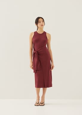 Aliyah Knit Column Wrap Midi Dress
