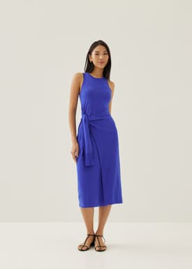 Aliyah Knit Column Wrap Midi Dress