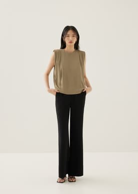 Lianne Shoulder Padded Pleated Top