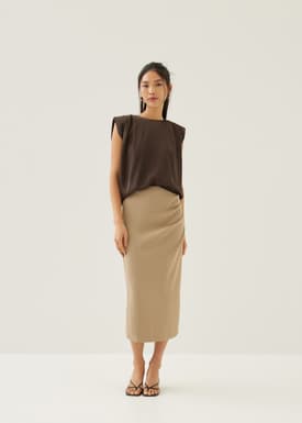Lianne Shoulder Padded Pleated Top