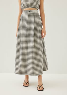 Larson Textured Gingham Maxi Skirt
