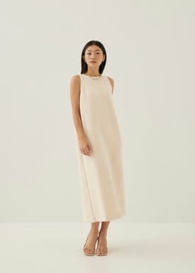 Vallie Neoprene Boat Neck Midaxi Dress