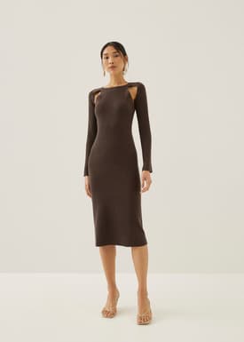 Reine Ribbed Knit Bodycon Midi Dress