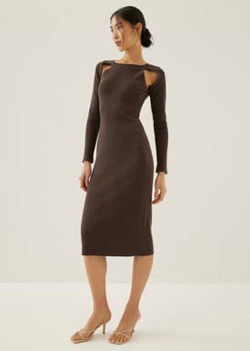 Reine Ribbed Knit Bodycon Midi Dress
