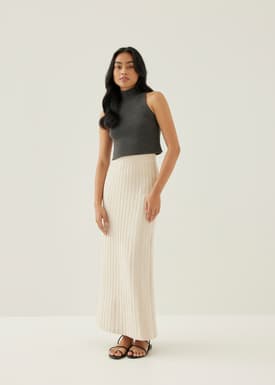 Korin Elastic Knit Column Maxi Skirt