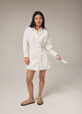 Dovie Denim Belted Mini Shirt Dress