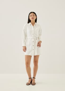 Dovie Denim Belted Mini Shirt Dress